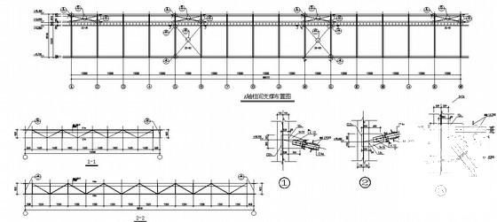 重钢结构厂房结构CAD施工图纸（格构柱100T吊车）(平面布置图) - 1