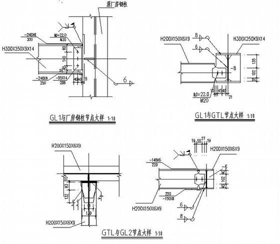 钢结构雨篷结构CAD施工图纸（吊拉式雨棚独立结构）(钢柱与混凝土) - 4