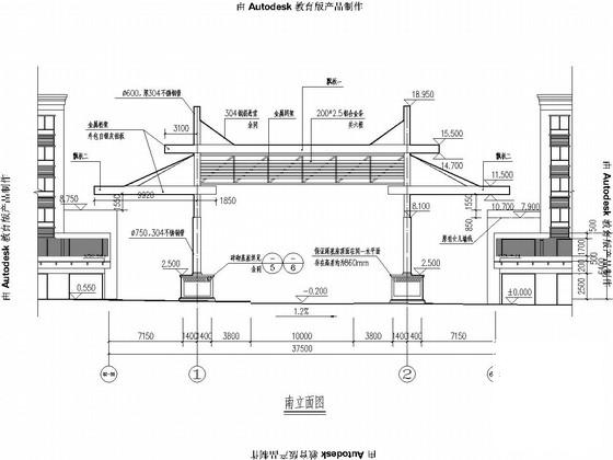 钢结构机电市场南大门结构CAD施工图纸（建筑图纸） - 1