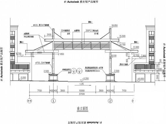 钢结构机电市场南大门结构CAD施工图纸（建筑图纸） - 1