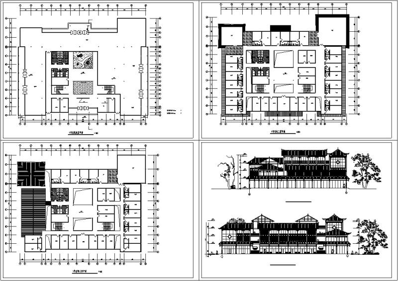 3套中式仿古建筑设计CAD施工图纸(钢筋混凝土结构) - 5