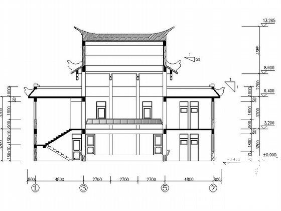 游园内木偶戏室、编制作坊及小卖部古建筑施工CAD图纸(平面图) - 2