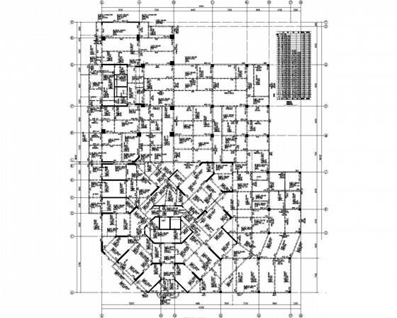 双塔大底盘框剪32层商住楼结构CAD施工图纸（桩基础）(平面布置图) - 1
