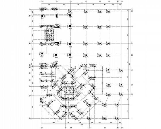 双塔大底盘框剪32层商住楼结构CAD施工图纸（桩基础）(平面布置图) - 4