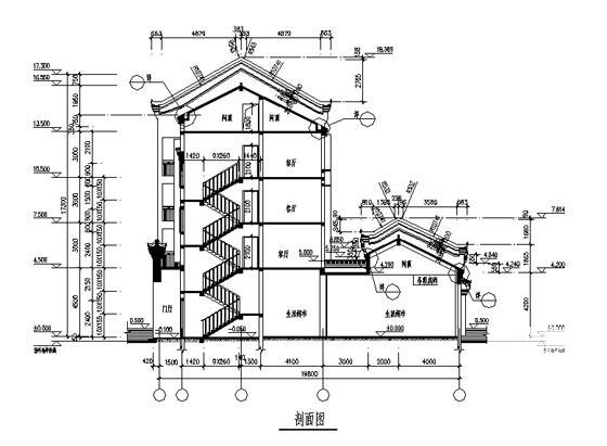 砌体结构4层古建筑民居建筑施工CAD图纸 - 5