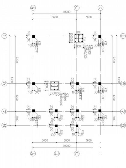 13.5米X10.2米框架别墅结构CAD施工图纸（独立基础） - 1