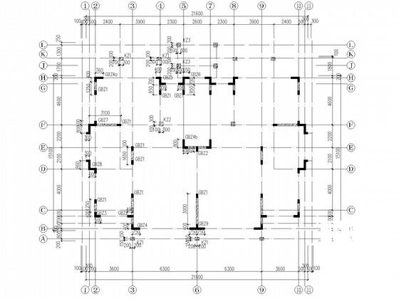 6层剪力墙伯爵公馆结构CAD施工图纸（条形基础独立基础）(平面布置图) - 3