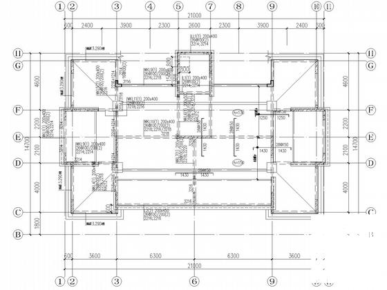 6层剪力墙伯爵公馆结构CAD施工图纸（条形基础独立基础）(平面布置图) - 4