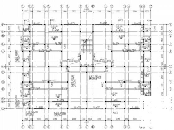 6层私人住宅楼框架结构CAD施工图纸（桩基础）(平面布置图) - 1