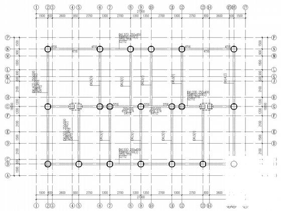 6层私人住宅楼框架结构CAD施工图纸（桩基础）(平面布置图) - 3