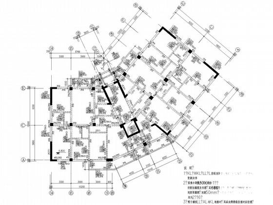 局部12层框剪住宅楼结构CAD施工图纸（8度抗震） - 3