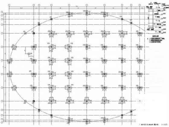 两层框架结构附属中学食堂结构CAD施工图纸（桩基础） - 1