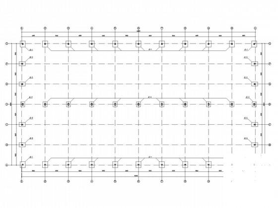 带女儿墙36米门式刚架厂房结构CAD施工图纸（独立基础）(平面布置图) - 2