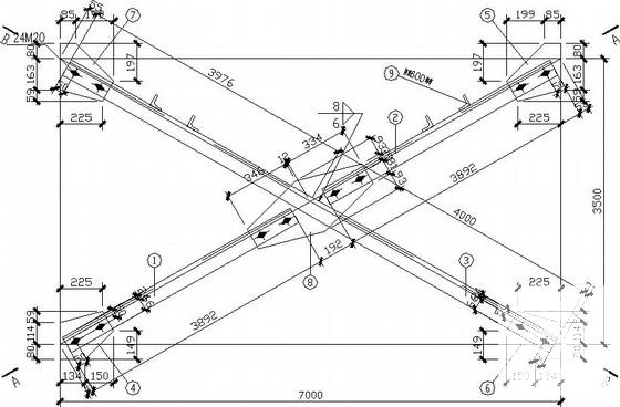 33米跨门式刚架厂房结构CAD施工图纸（独立基础）(屋顶平面图) - 2