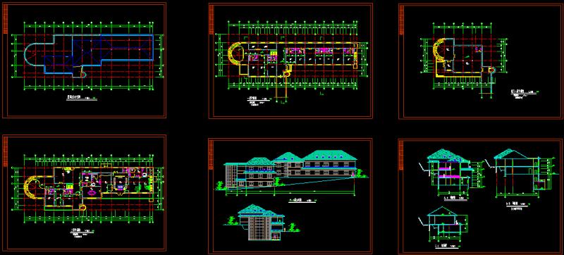 滨湖酒店方案设计（CAD施工图纸及效果图纸、框架结构） - 2