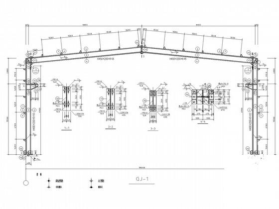 18米跨带吊车门式刚架结构CAD施工图纸（6度抗震）(平面布置图) - 1