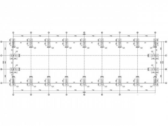 18米跨带吊车门式刚架结构CAD施工图纸（6度抗震）(平面布置图) - 3