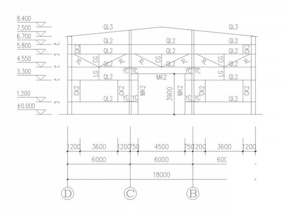 18米跨带吊车门式刚架结构CAD施工图纸（6度抗震）(平面布置图) - 4