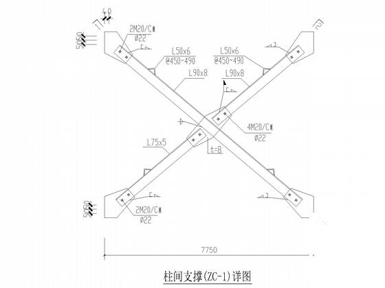 18米跨带吊车门式刚架结构CAD施工图纸（6度抗震）(平面布置图) - 5