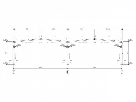 2×21米跨门刚厂房结构CAD施工图纸(带吊车，含建施)(基础平面图) - 1