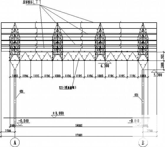 收费站（雨棚）桁架结构CAD施工图纸（单层建筑） - 2