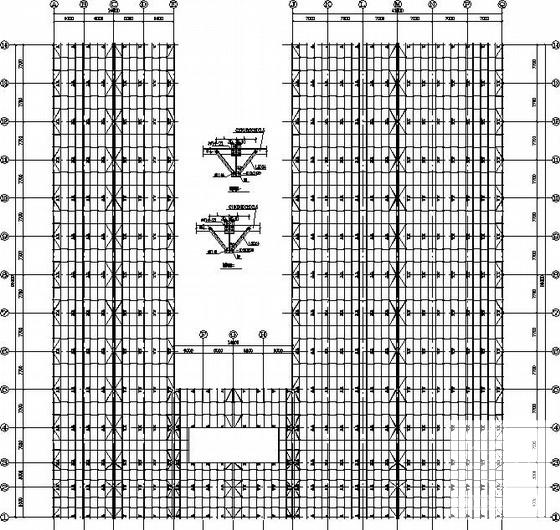 90米多连跨门式刚架独立基础车间结构CAD施工图纸(平面布置图) - 1