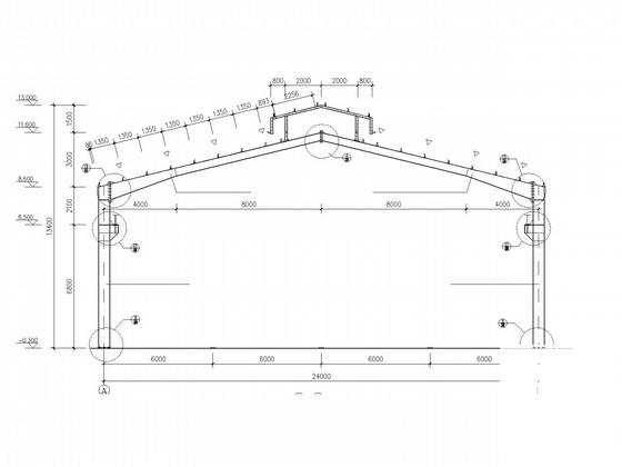 24米跨门式刚架厂房结构CAD施工图纸(气楼) - 1