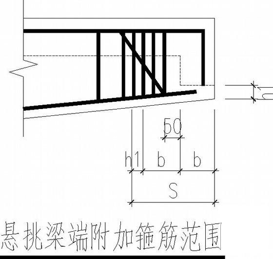 纯悬挑梁XL及各类梁的悬挑端配筋构造详细设计图纸(附加箍筋) - 3