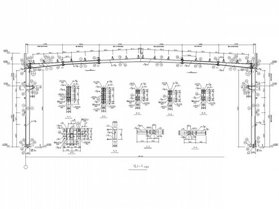25米跨带吊车门式刚架厂房结构CAD施工图纸(8度抗震含建施)(平面布置图) - 4
