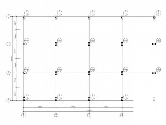 17.5米跨两层门式刚架结构CAD施工图纸（独立基础）(平面布置图) - 3