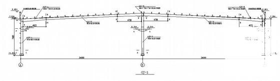 钢结构车间结构CAD施工图纸（24米跨带吊车、女儿墙）(平面布置图) - 2
