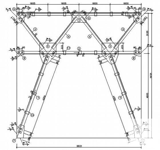 25米跨门式刚架加工车间钢结构CAD施工图纸(甲级院)(平面布置图) - 3
