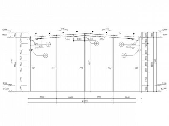 24米跨门式刚架厂房带吊车结构CAD施工图纸(平面布置图) - 1
