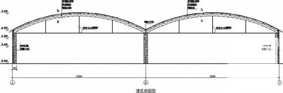 2×24米圆拱形桁架厂房建筑结构CAD施工图纸(基础平面图) - 1