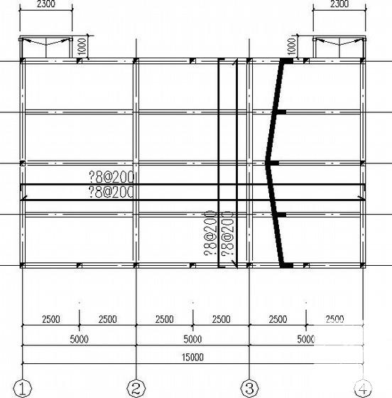 半地下室1层框架消防泵房结构CAD施工图纸（7度抗震） - 2