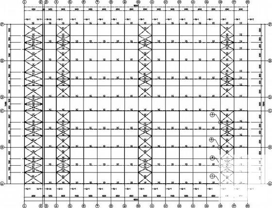 两连跨带吊车门式刚架钢框架厂房结构CAD施工图纸(平面布置图) - 1