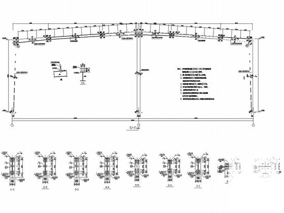 16米高双跨钢结构生产车间结构CAD施工图纸（建筑图纸计算文件） - 5