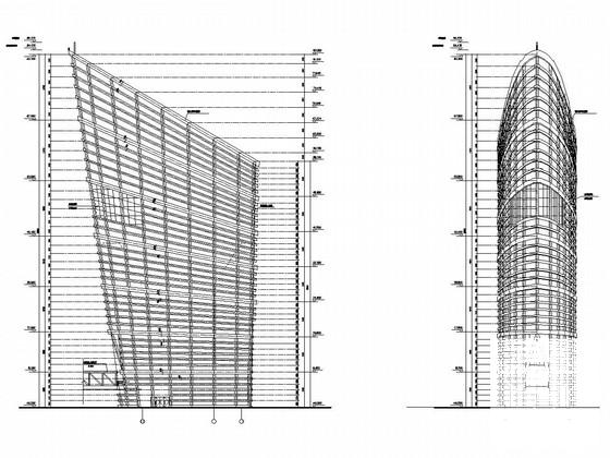 框架剪力墙结构会展中心观景塔结构CAD施工图纸（单层竖向网壳、桩基础） - 1
