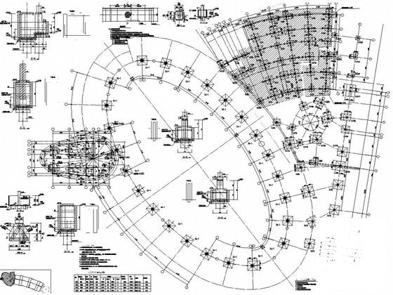 框架剪力墙结构会展中心观景塔结构CAD施工图纸（单层竖向网壳、桩基础） - 2