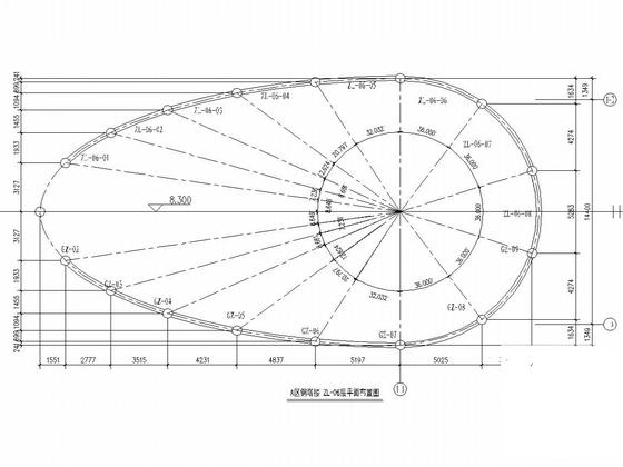 框架剪力墙结构会展中心观景塔结构CAD施工图纸（单层竖向网壳、桩基础） - 4