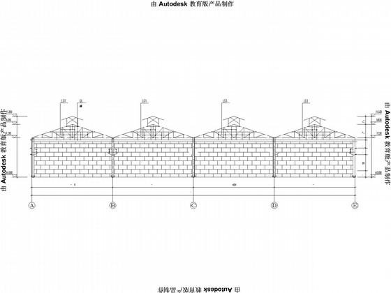 15米四连跨单层排架厂房结构CAD施工图纸(带吊车含建施) - 3