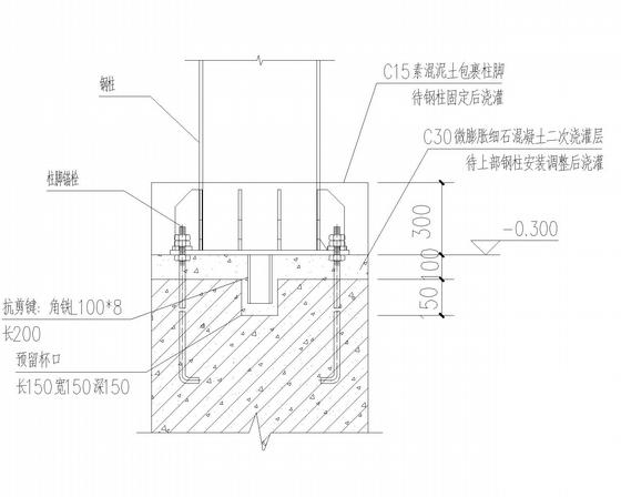 三联跨带吊车门式刚架仓储库结构CAD施工图纸（独立基础） - 4