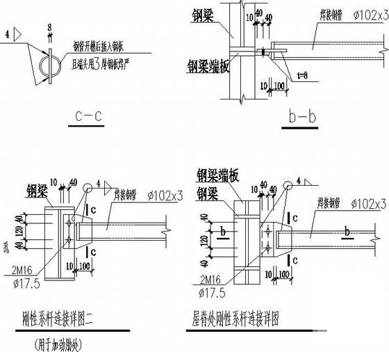 门式刚架加局部3层钢框架厂房结构CAD施工图纸(平面布置图) - 4
