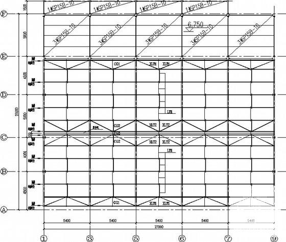 23米局部2层带附跨门式刚架厂房结构CAD施工图纸 - 1