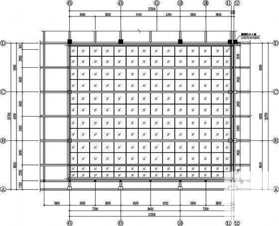 医技楼屋面钢结构采光顶结构CAD施工图纸（7度抗震） - 1