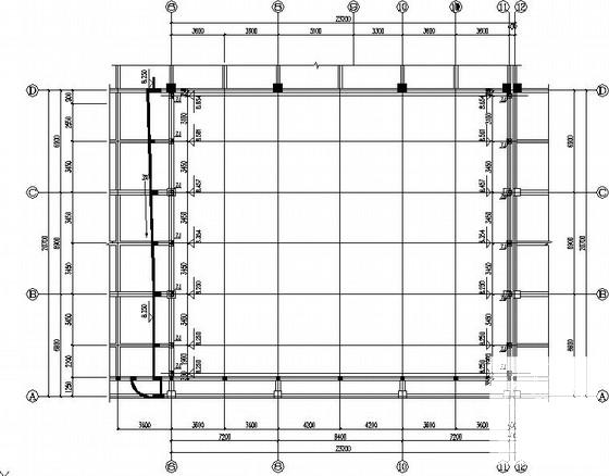 医技楼屋面钢结构采光顶结构CAD施工图纸（7度抗震） - 2