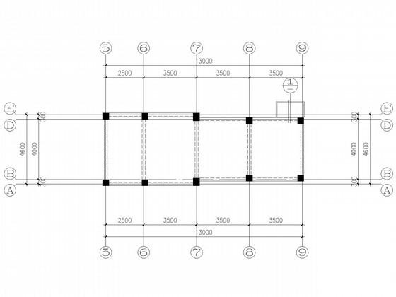 单层框架门卫室结构CAD施工图纸(建施)(基础平面图) - 2