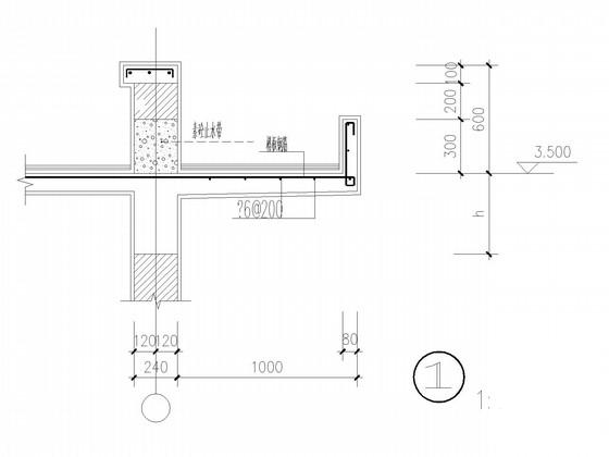 单层框架门卫室结构CAD施工图纸(建施)(基础平面图) - 3