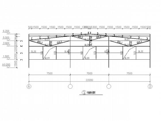 22米跨门式刚架带吊车厂房结构CAD施工图纸(平面布置图) - 3