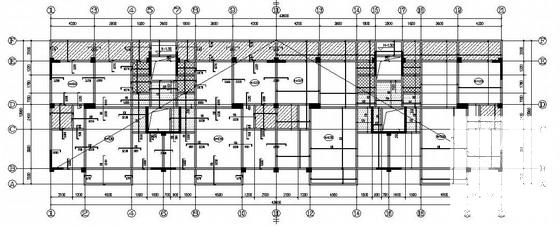 11层框架剪力墙住宅楼结构CAD施工图纸（条形基础）(平面布置图) - 2